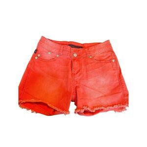 Rock & Republic Shorts Womens Size 0 Orange Bonnaroo Cutoff Frayed Denim Jean